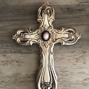 Vintage Chic Acanthus wall cross neutral colors